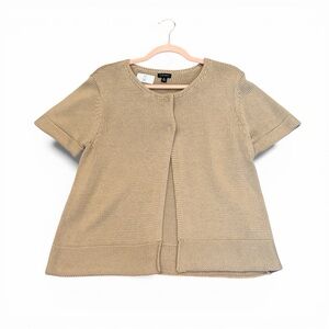 Nine West Womens Tan Knit Cardigan Sweater XL Lightweight Cotton Blend